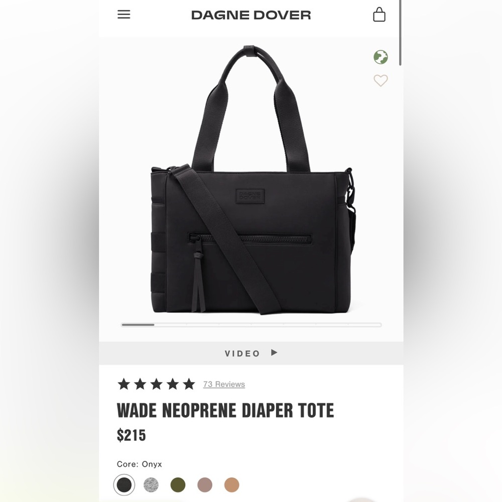 Dagne Dover Wade Neoprene Diaper Tote in Onyx Black